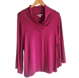 Soft Surroundings Fuchsia Cowl Neck‎ Tunic Top Sz L
